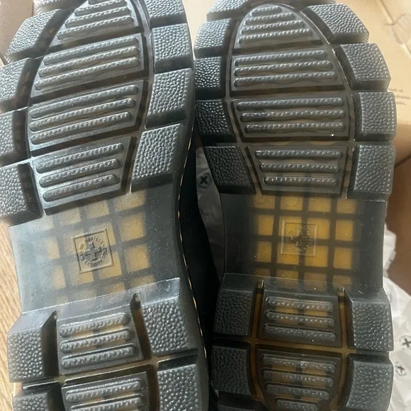 Dr. Martens Black Combat Boots with Yellow Stitching - Picture 3 of 5